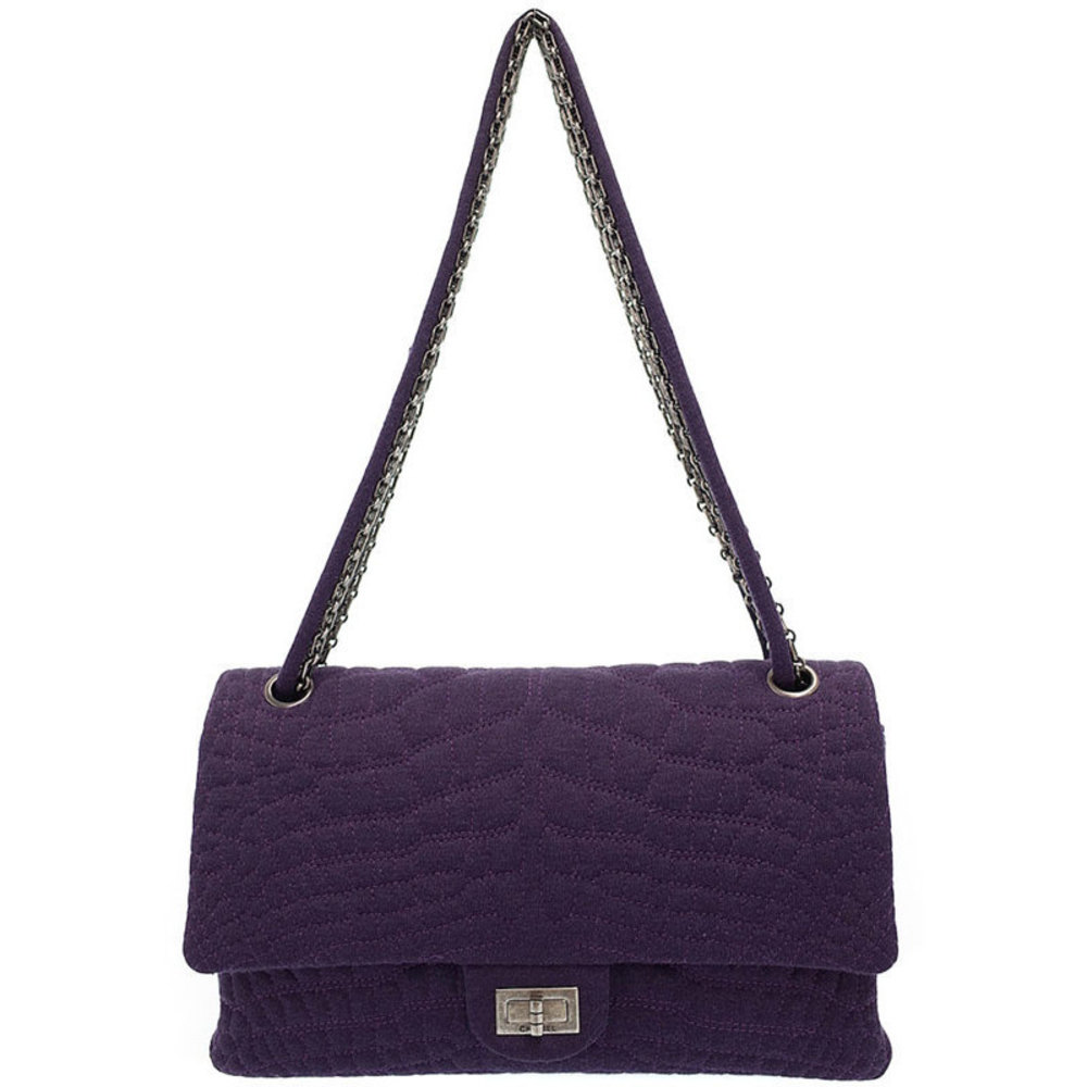 Chanel Crocodile Stitch Chain Shoulder Bag Purple